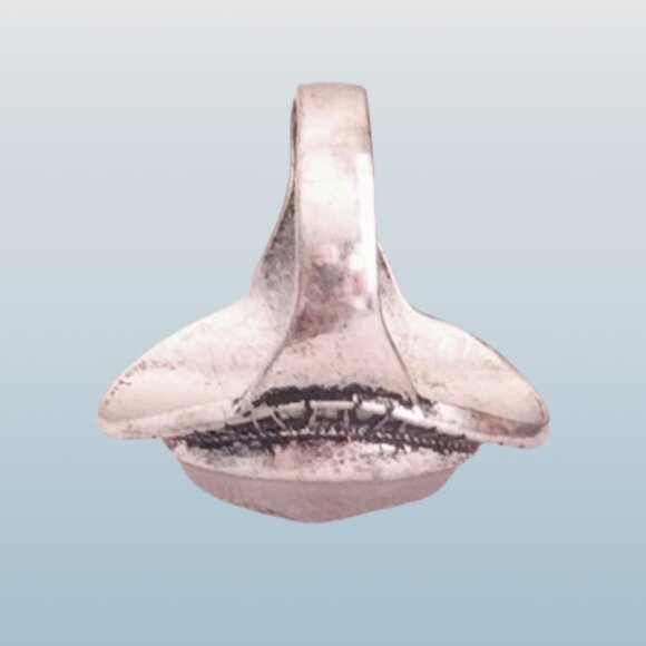 VINTAGE Oval Cabochon-Cut Rose Quartz Gem Silver Ring - Picture 4 of 5